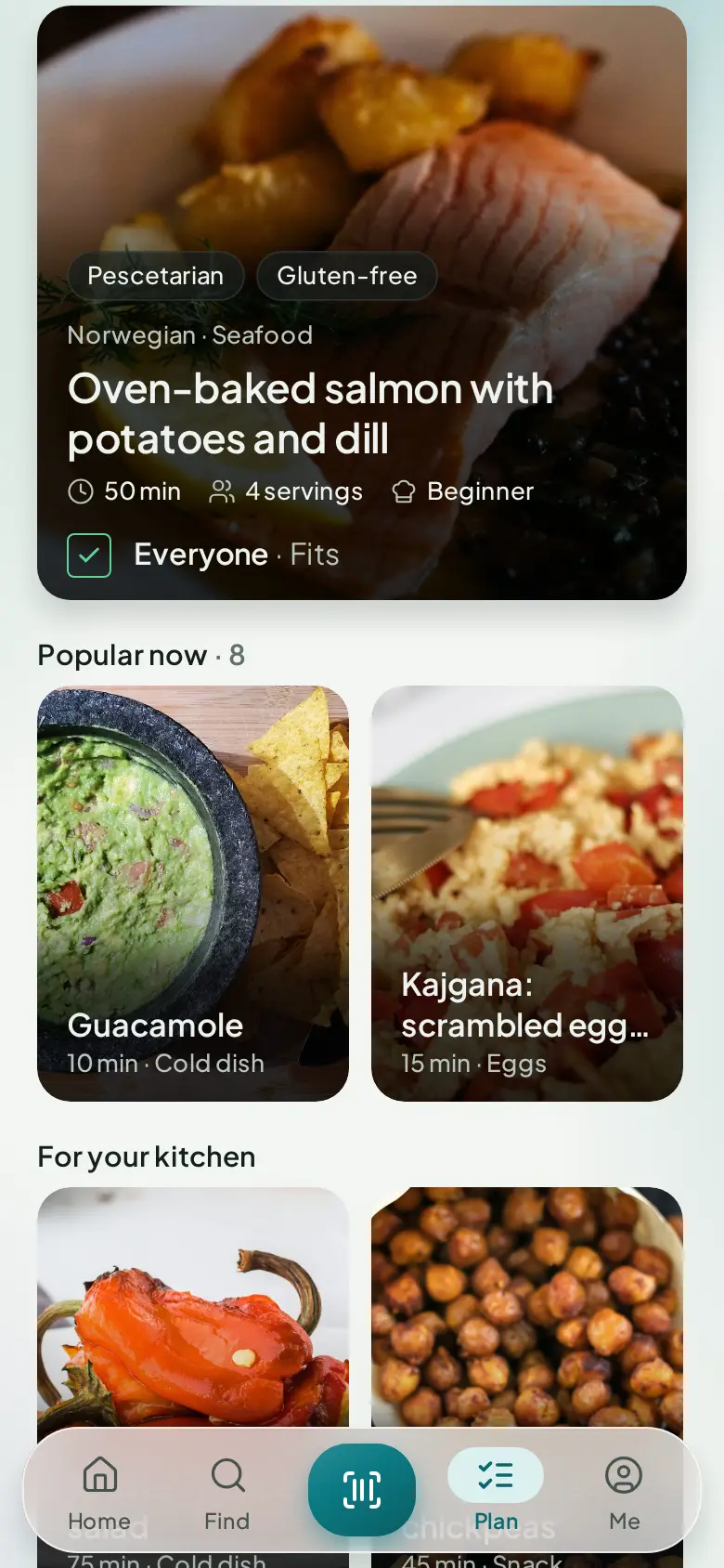 Recipes in AntiSlop matched to the household, marked Everyone · Fits